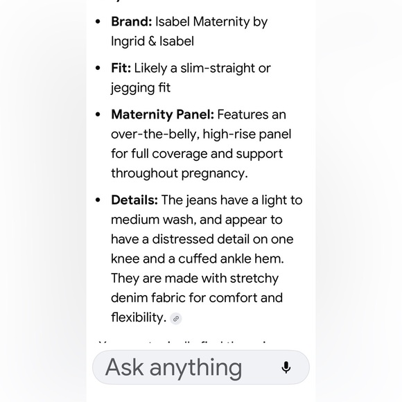 Isabel Maternity cropped jeans. Full belly panel, raw hem cuffs, distressed. 12 - Picture 12 of 13